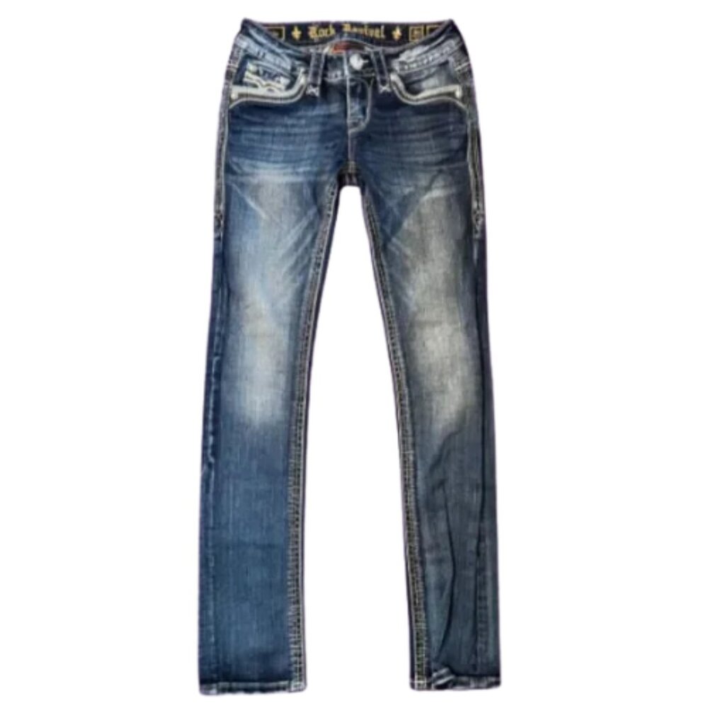 Rock Revival Kailie Straight Jeans Women’s 25 Embroidered Pockets